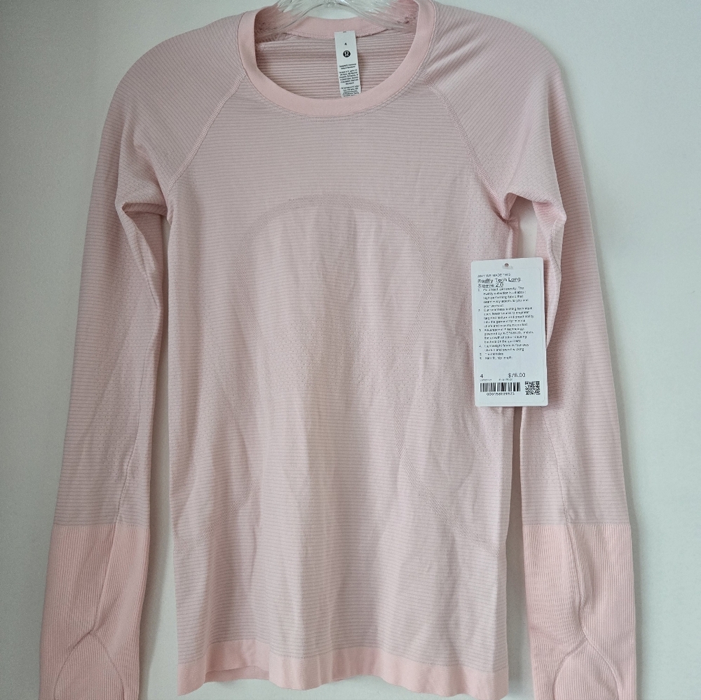 Lululemon swiftly long sleeve hip length 4 blush quartz